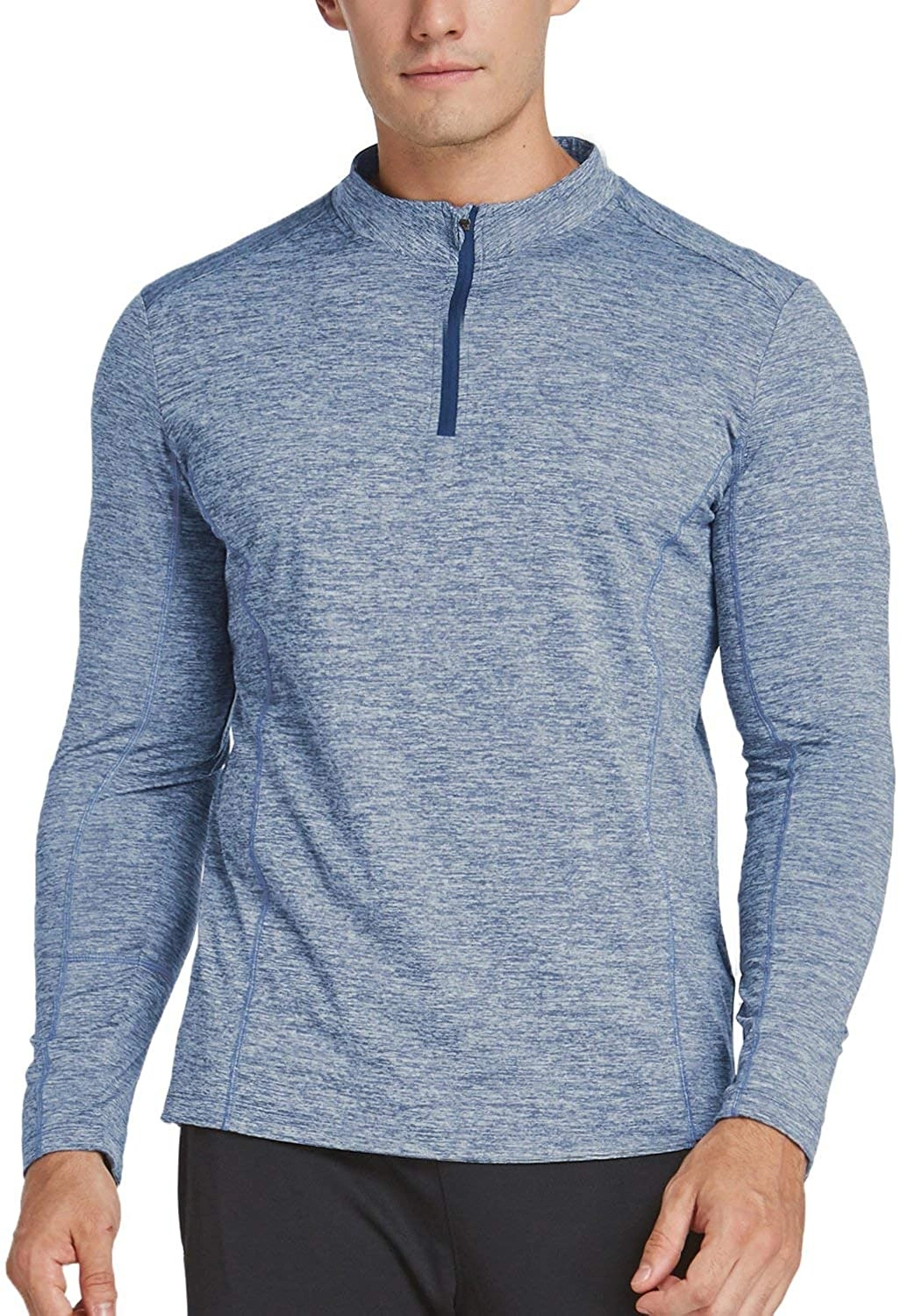 Wholesale Men′s 1/4 Zip Pullover Running Shirts Long Sleeved Tops Active Wear