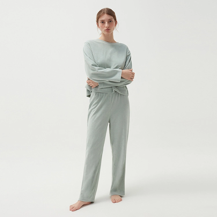 Organic Cotton Velour Pyjamas for Women Sustainable Bamboo Velour Women′ S Sleepwear Eco Friendly Women′ S Sleepwear