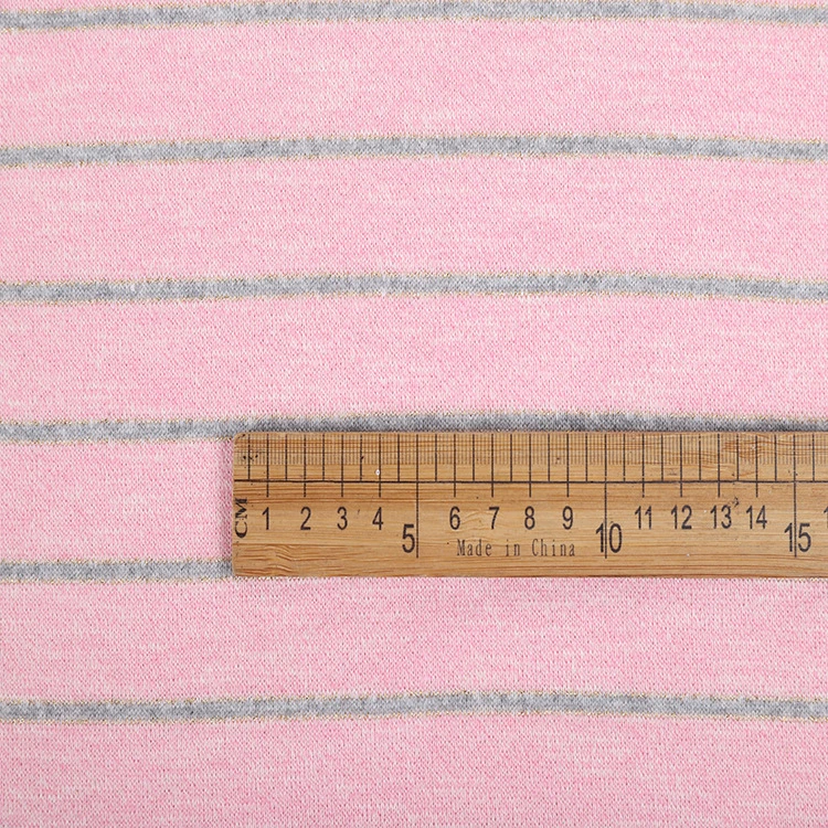 Grey and Pink Stripe 93% Natural Bamboo Viscose 7% Spandex Single Frenc Terry Fabric for Hoddie