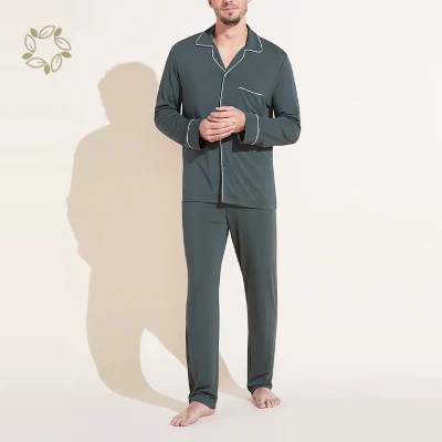 Loungewear masculino de bambu sustentável Pijamas personalizados masculinos orgânicos Eco Friendly Lounge Wear masculino