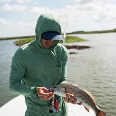 Venda quente desempenho manga longa camisa de pesca com capuz personalizado camisa de pesca de bambu com buraco para o polegar